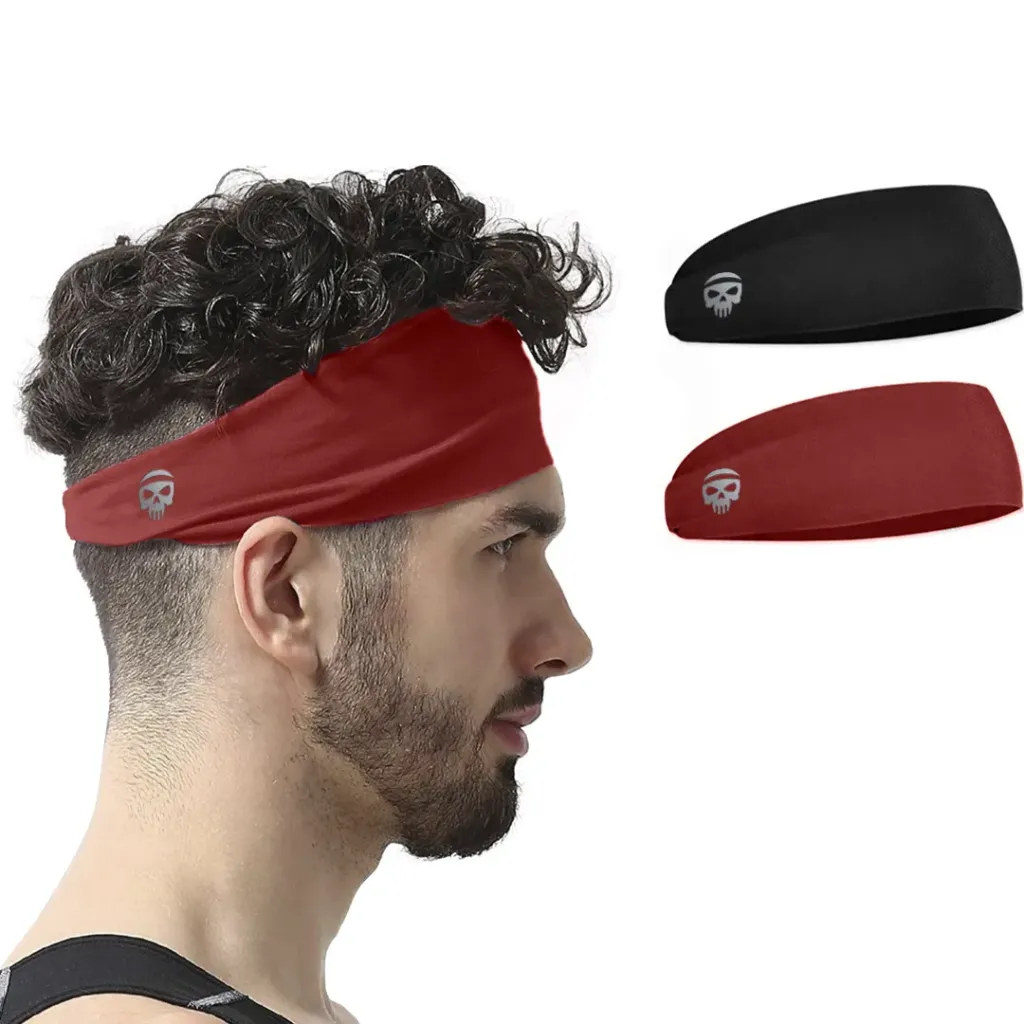 [8908026334135] SKULLFIT Sports Headband (Black & Red)